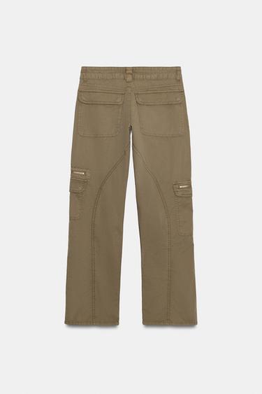 PANTALON CARGO MULTIPOCHES - Vert de Zara - Image 7