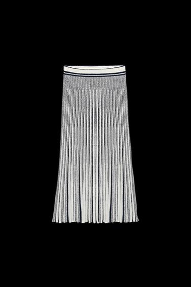Zara STRIPED CUT-OUT KNIT SKIRT - Ecru / Navy - Image 0