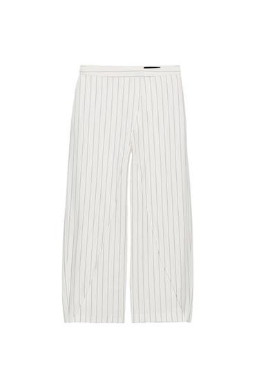 ZW COLLECTION STRIPED LINEN BLEND PAREO TROUSERS - striped by Zara