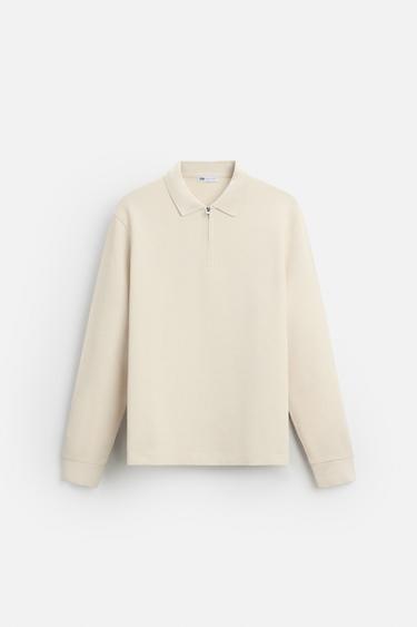 ZIP COLLAR POLO SHIRT - Oyster-white by Zara - Image 6