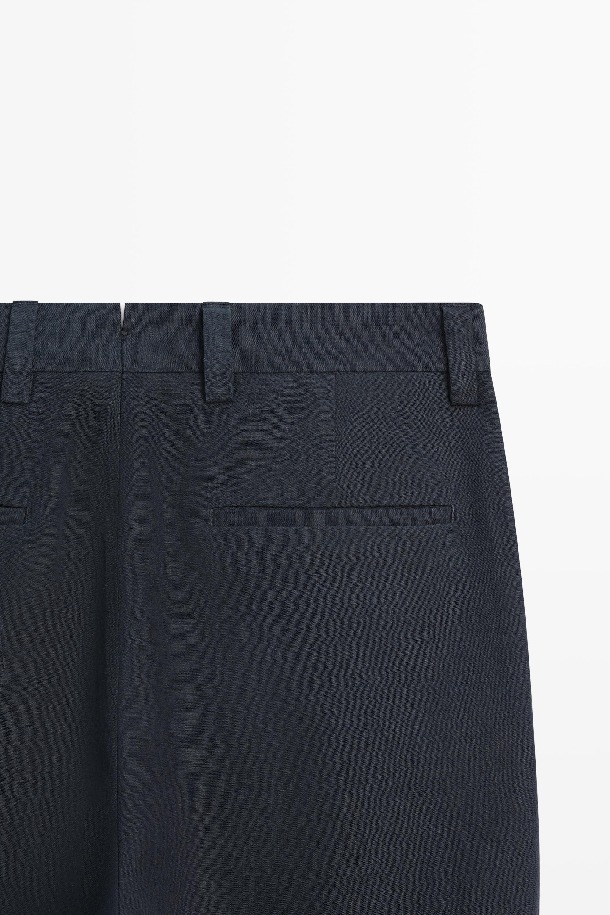 Darted 100% linen trousers