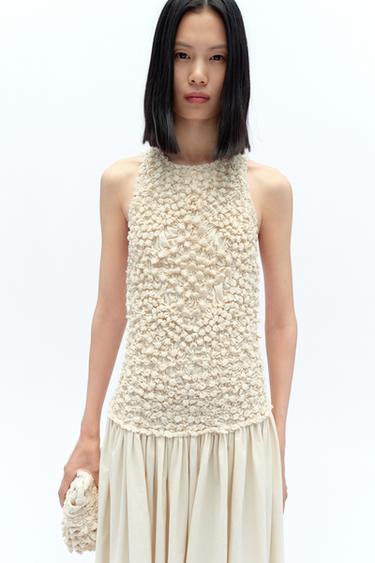 CONTRAST DRESS X FANGLU LIN - Ecru by Zara - Image 1