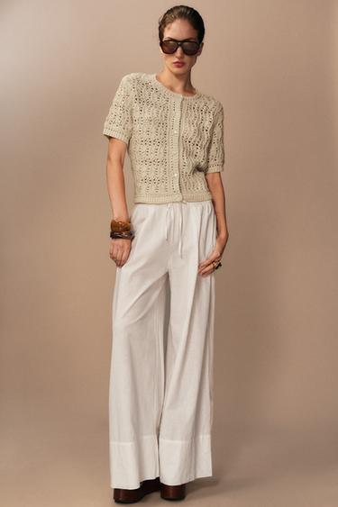 PANTALÓN CON LINO ZW COLLECTION - Blanco de Zara