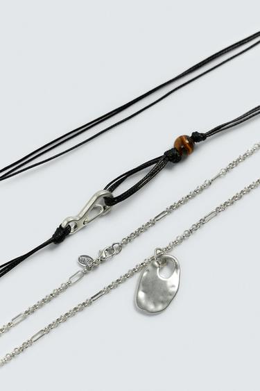 LOT DE 2 COLLIERS EN MATIÈRES VARIÉES - Argent de Zara - Image 4