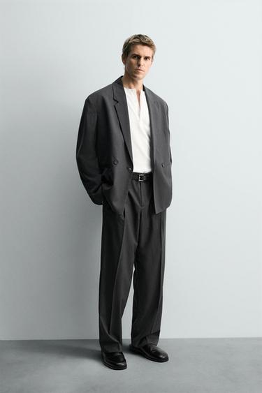 Zara DOUBLE BREASTED SUIT BLAZER - Anthracite grey