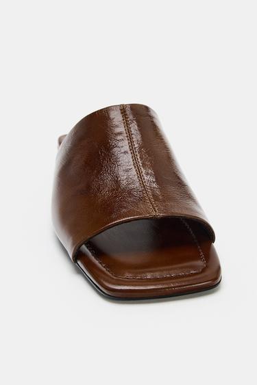 MULES EN CUIR À TALONS COMPENSÉS - Marron de Zara - Image 4