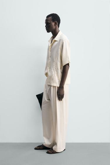 CHEMISE BRODERIE FLORALE - Écru / Chiné de Zara - Image 3