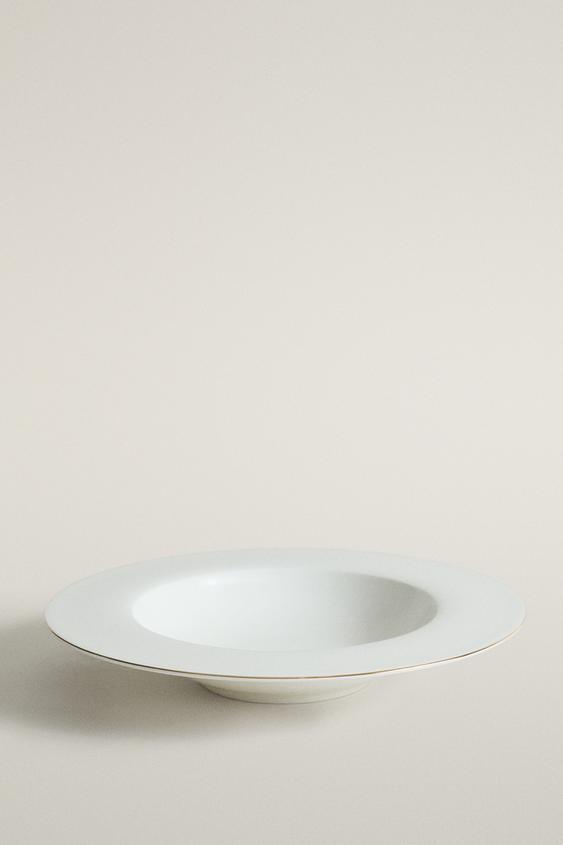 PRATO FUNDO BONE CHINA COM BORDA - Ouro da Zara - Imagem 0
