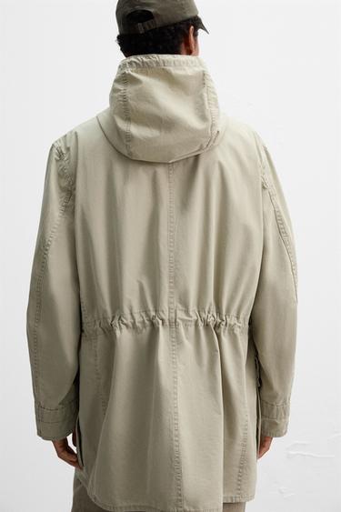 PARKA COURTE EN COTON - Vert gris de Zara - Image 6
