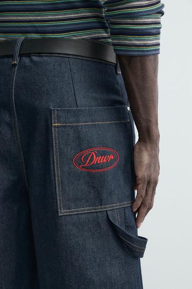 JORTS DENIM BOLSILLO BORDADO - Índigo de Zara