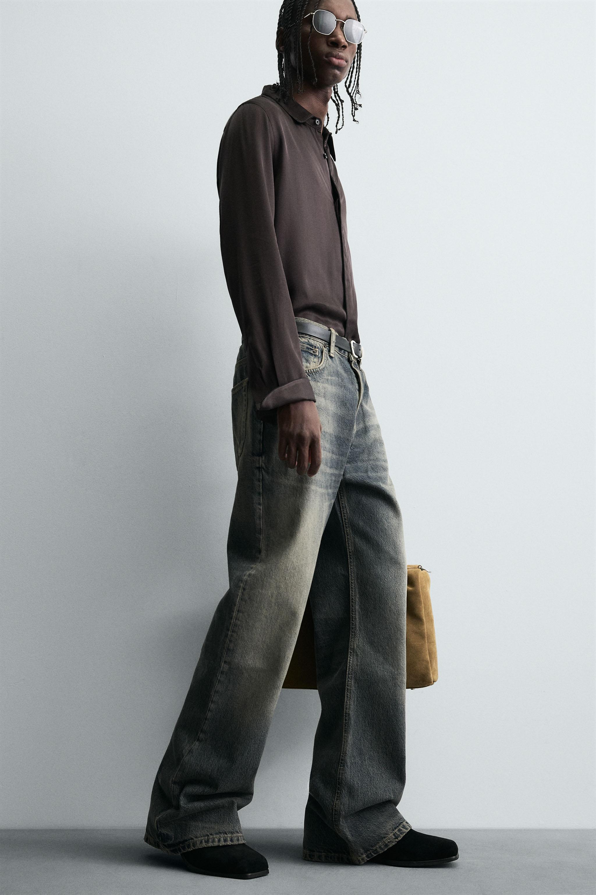 CONTRAST PIPING SATIN EFFECT SHIRT