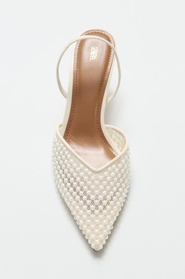FAUX PEARL SLINGBACK SHOES - White by Zara
