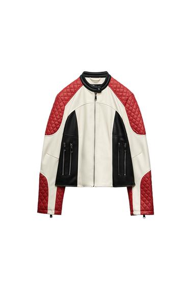 FAUX LEATHER JACKET WITH ZIPS