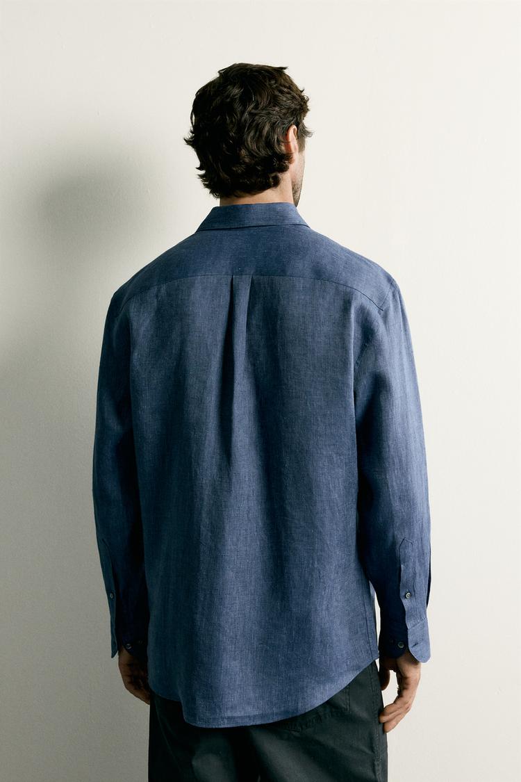 Camisa de corte regular 100% lino 3