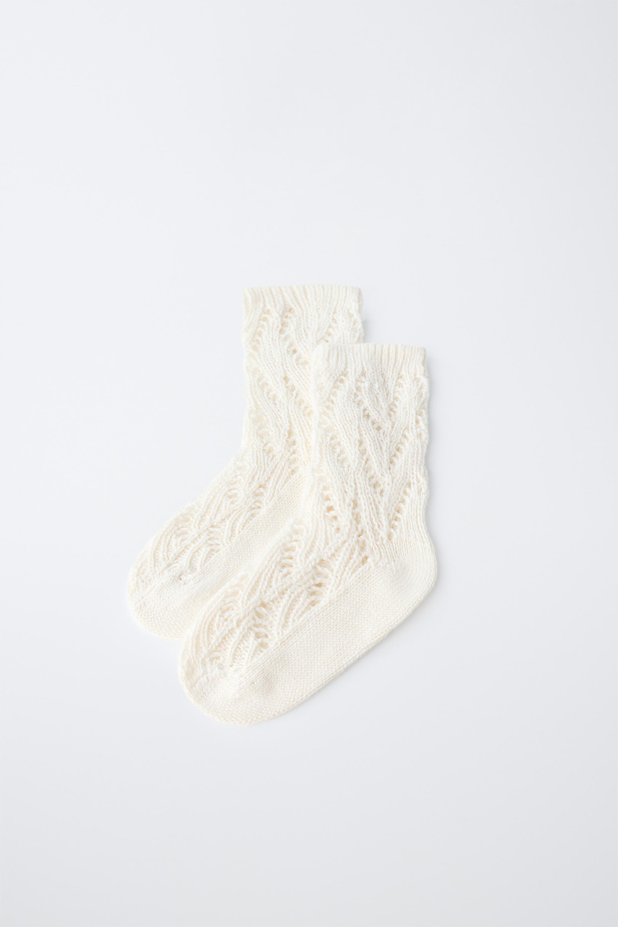 CHAUSSETTES MI-HAUTES AJOURÉES EN COTON ET SOIE