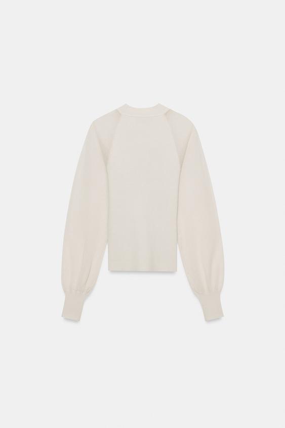 CONTRAST SLEEVE KNIT JUMPER - Pearl grey by Zara - Image 5