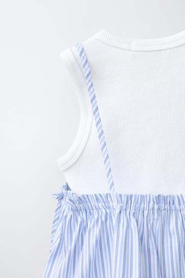 TOP À RAYURES AVEC T-SHIRT CÔTELÉ - Bleu de Zara - Image 3