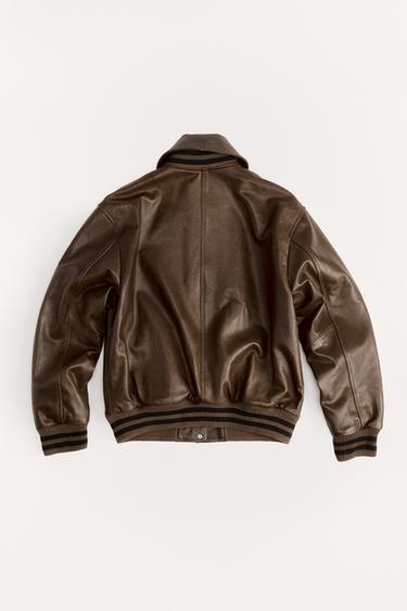 BOMBER EN CUIR VARSITY 50TH ANNIVERSARY - Toffee de Zara - Image 2