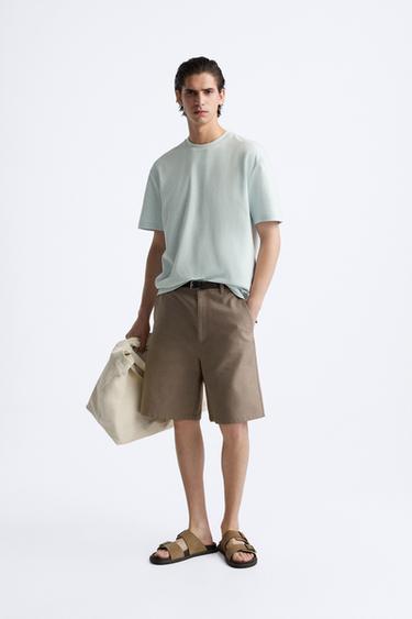 Zara BASIC REGULAR FIT T-SHIRT - Sky blue