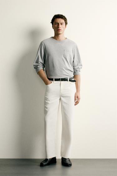 STRAIGHT-LEG JEANS - Oyster-white by Zara