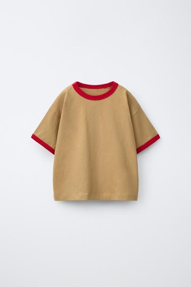 CONTRAST PIPING T-SHIRT - Cream by Zara