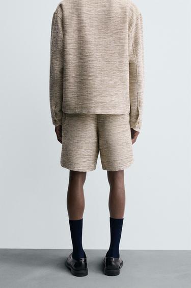 TEXTURED CONTRAST BERMUDA SHORTS - Ecru / Beige by Zara - Image 2