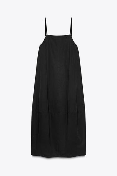 MIDI DRESS WITH PLEATED BACK - Black by Zara - Image 0