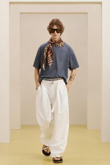 PANTALONI LINO AMPI - Bianco di Zara