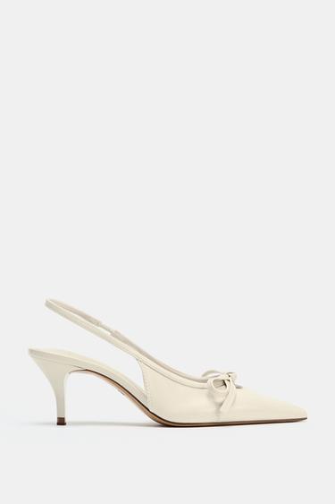 CHAUSSURES OUVERTES À L'ARRIÈRE À NŒUD - Blanc de Zara - Image 0