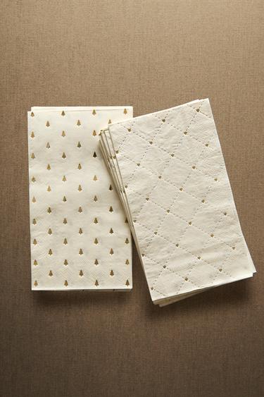SET OF PAPER NAPKINS WITH SHINY CHRISTMAS MOTIFS (SET OF 30) - Golden by Zara