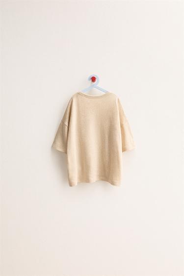 ZARA TIMELESS - ОДНОТОННАЯ ФУТБОЛКА ИЗ ХЛОПКА И ЛЬНА — БЕЖЕВЫЙ от Zara