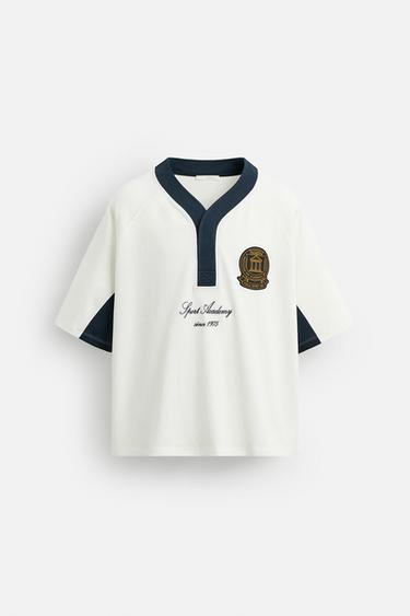 CAMISETA COLOR BLOCK PARCHE - Blanco roto de Zara - Imagen 0