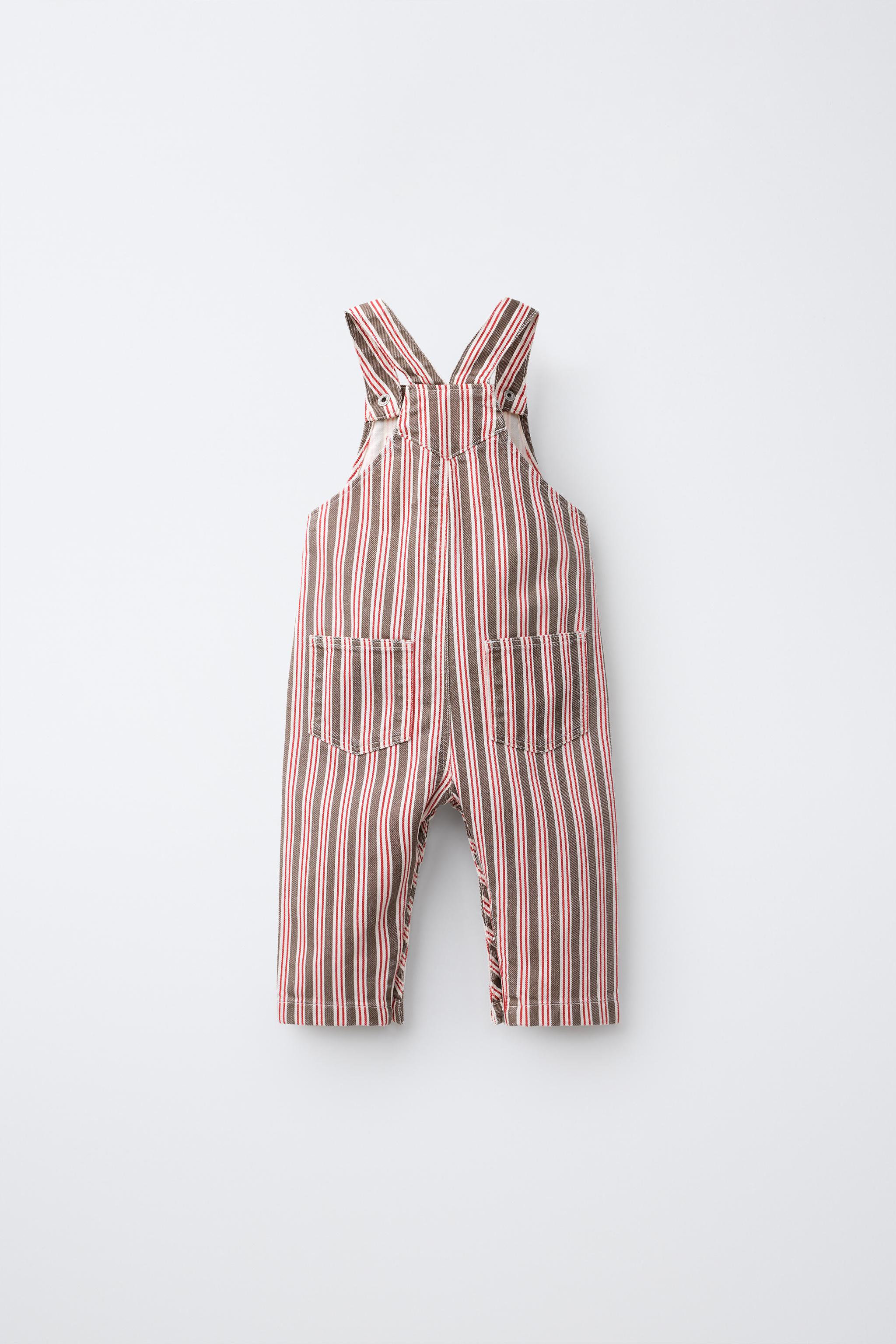 Детские комбинезоны Zara STRIPED TWILL OVERALLS — фото 3