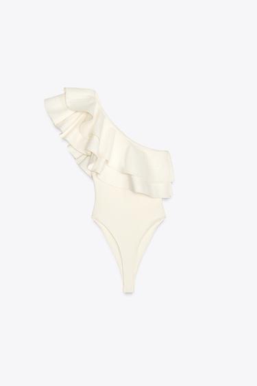 COMBINED ASYMMETRIC BODYSUIT - Ecru by Zara - Image 5