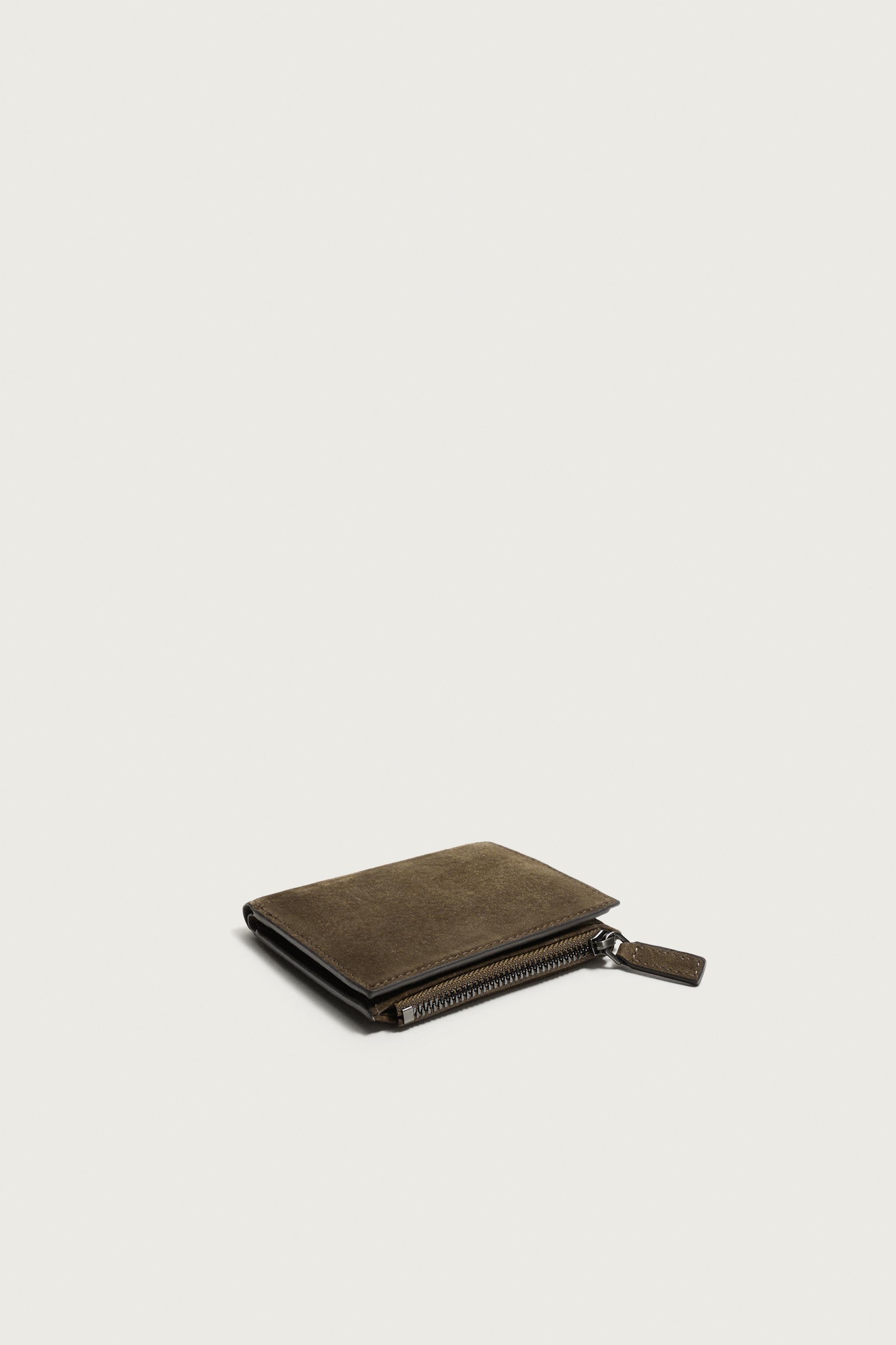 LEATHER COIN PURSE WALLET — Khaki Green (alternate view)