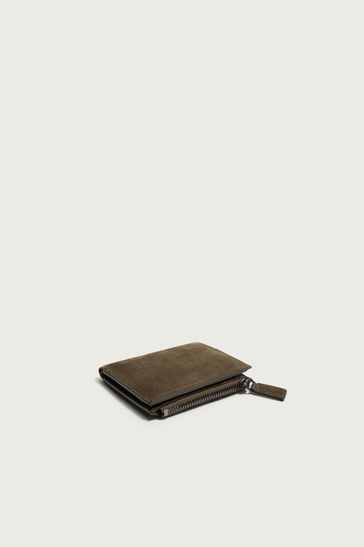 LEATHER COIN PURSE WALLET — Khaki Green