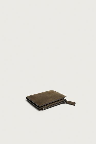 LEATHER COIN PURSE WALLET — Khaki Green 2
