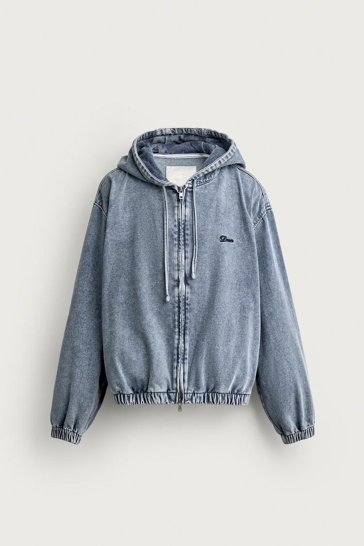 BRUSHED DENIM HOODIE JACKET