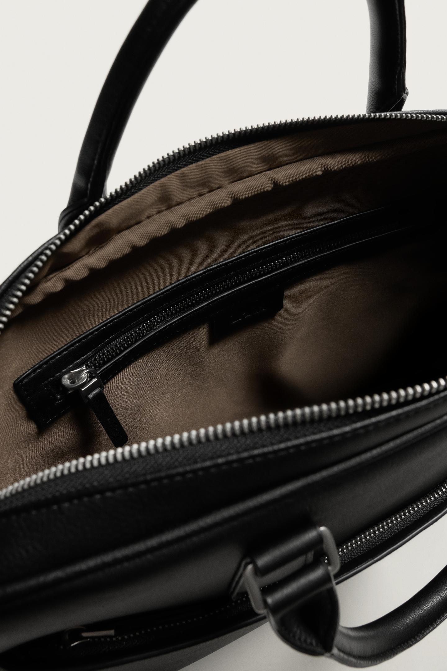 Мужская сумка Zara Textured Briefcase, цвет: Чёрный — фото 4