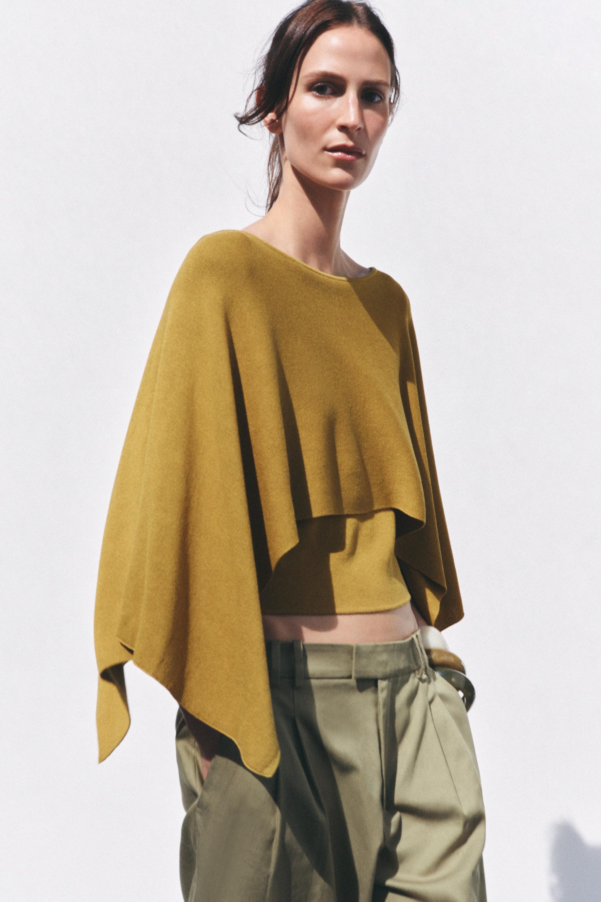 ニットケープトップス - オリーブグリーン | ZARA Japan / 日本