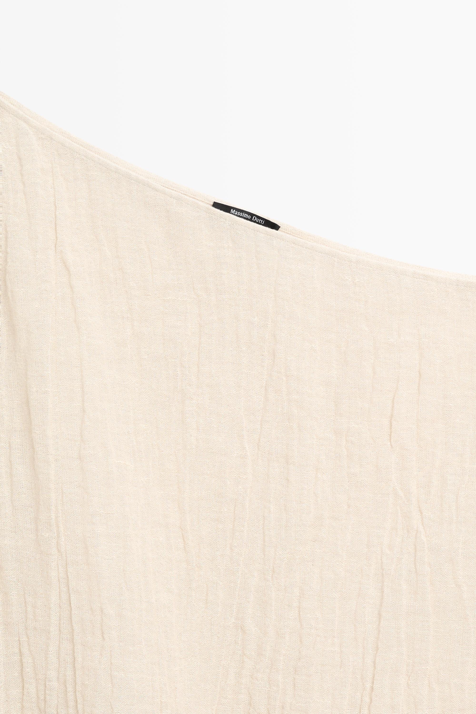 Total look asymmetric linen blend cape top — Beige marl