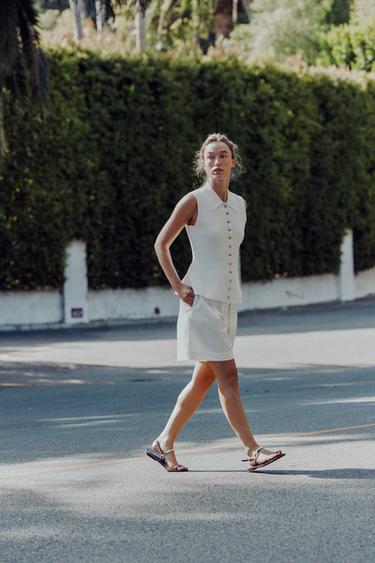 PEPLUM KNIT WAISTCOAT TOP - White by Zara - Image 2