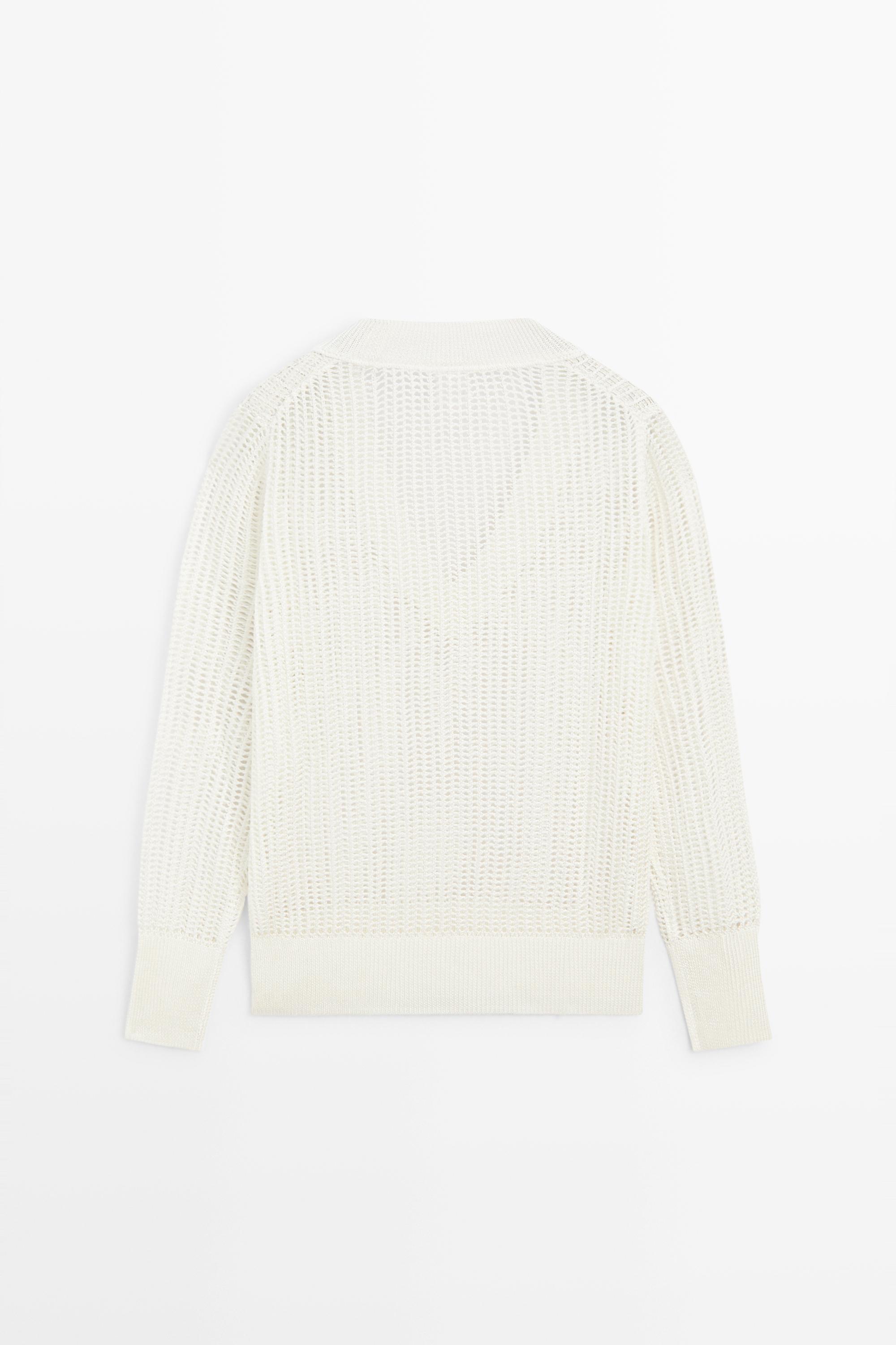 V-neck cutwork sweater - STUDIO