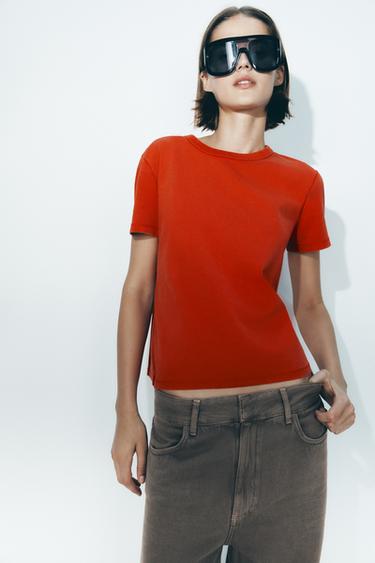 FADED COTTON T-SHIRT - Red by Zara