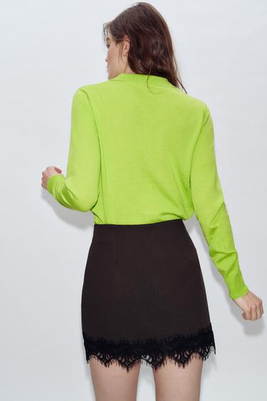 JUPE-PANTALON À BAS DENTELLE - Marron de Zara - Image 3