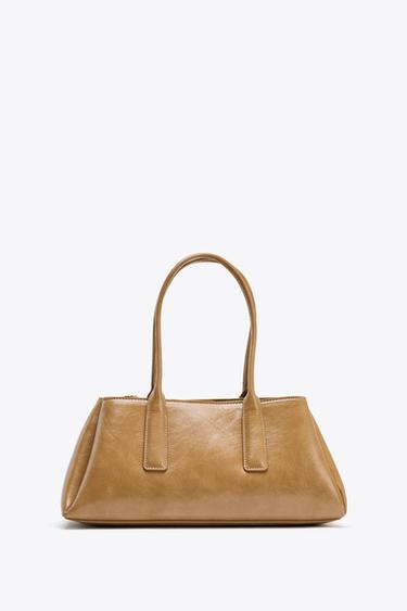 CRACKLED-EFFECT CITY BAG - Beige by Zara