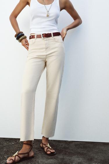 JEANS Z.02 STRAIGHT ANKLE TIRO ALTO - Crudo de Zara