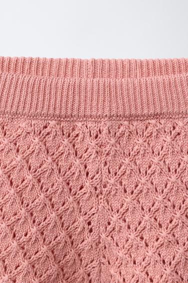 SHORT EN MAILLE À FLEURS - Rose corail de Zara - Image 2