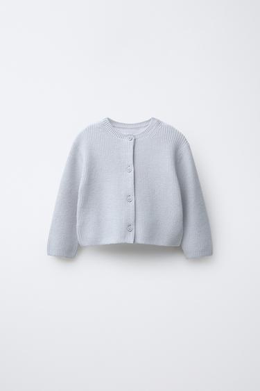 Zara PEARL KNIT CARDIGAN - Blue / Gray