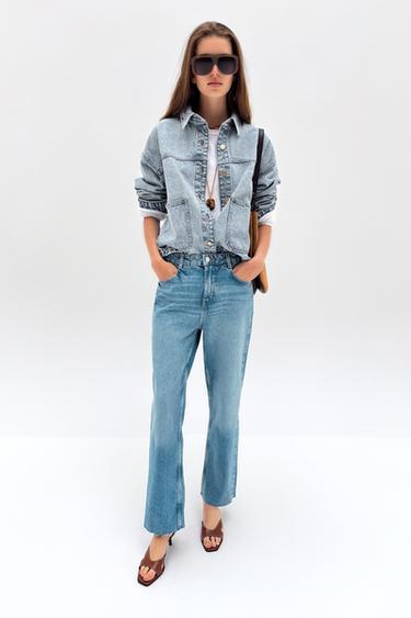 Zara POCKETED Z1975 DENIM JACKET - Light blue